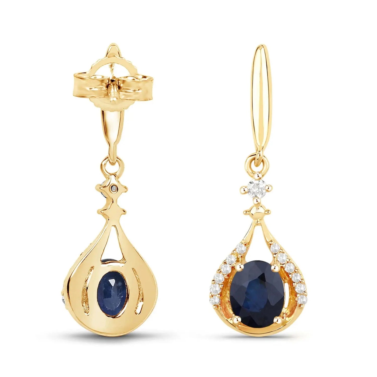 0.86 carat genuine blue sapphire and white diamond 14k yellow gold earrings ag & co jewellery