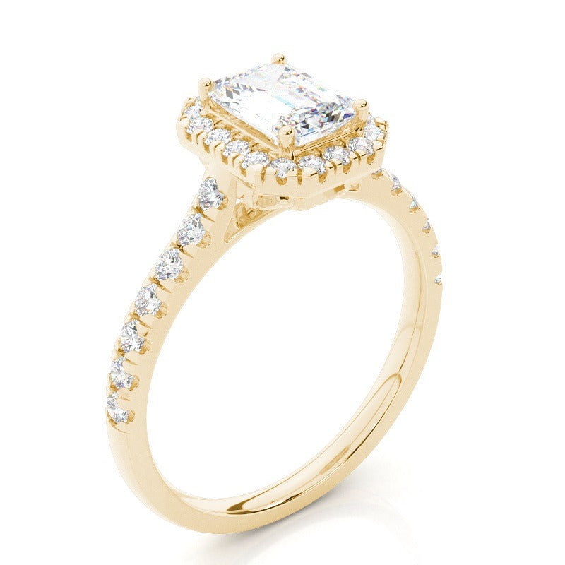 katrina - emerald halo engagement ring setting with pavé band ag & co jewellery