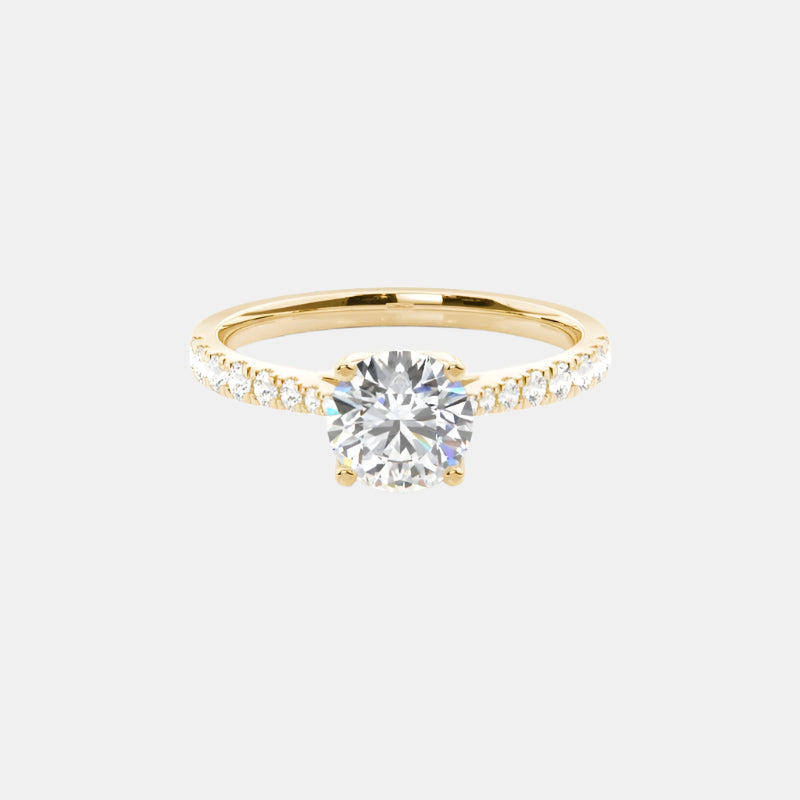 mondella - 4 claw pavé round solitaire engagement ring setting ag & co jewellery