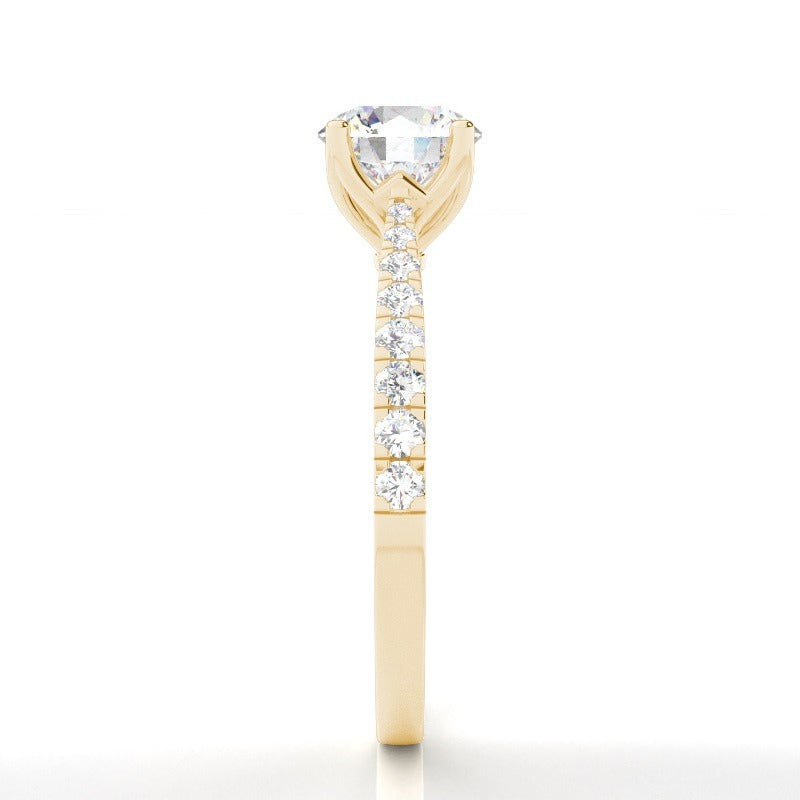 mondella - 4 claw pavé round solitaire engagement ring setting ag & co jewellery