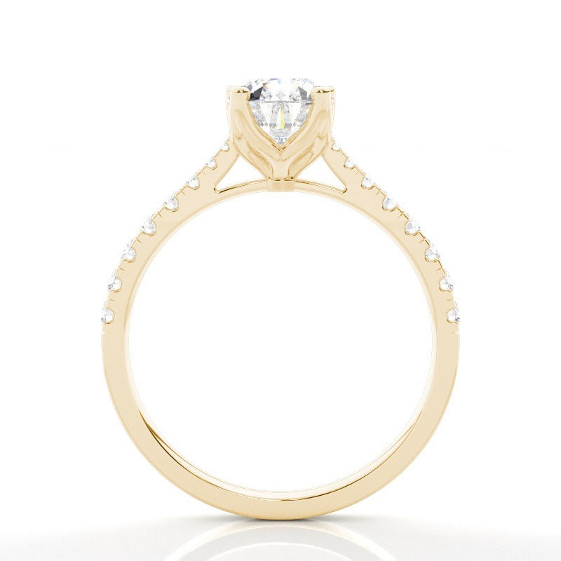 chloe - 5 claw pear pavé solitaire with hidden halo lab diamond engagement ring ag & co jewellery