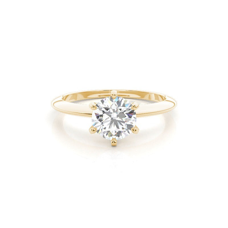 4.00 carat 6 claw round solitaire engagement ring - lab grown diamond - 14k gold ag & co jewellery