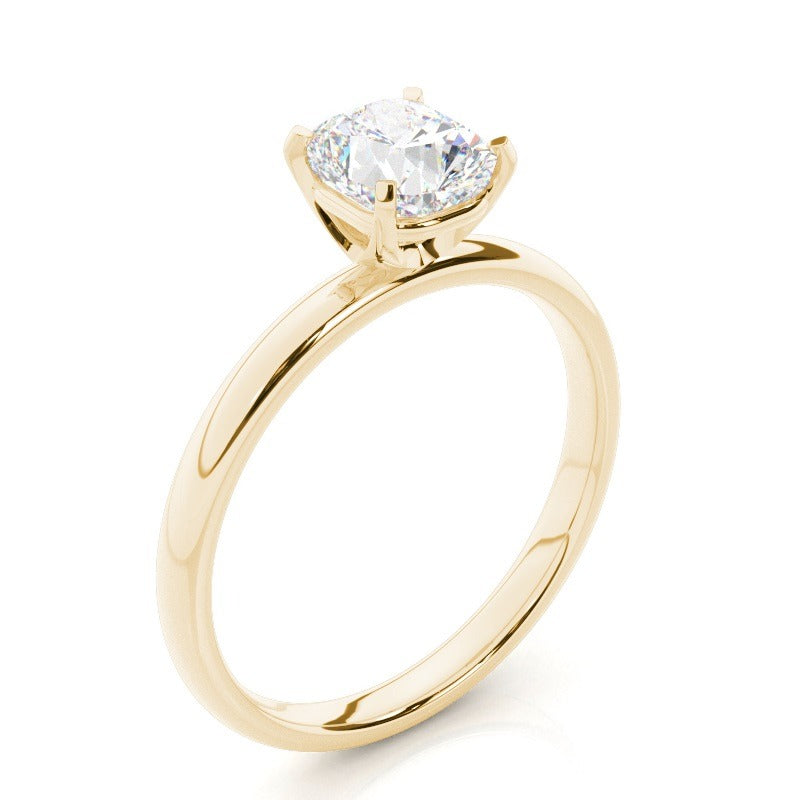 celina - cushion cut 4 claw solitaire - lab grown diamond engagement ring - 18k yellow goldĀ ag & co jewellery