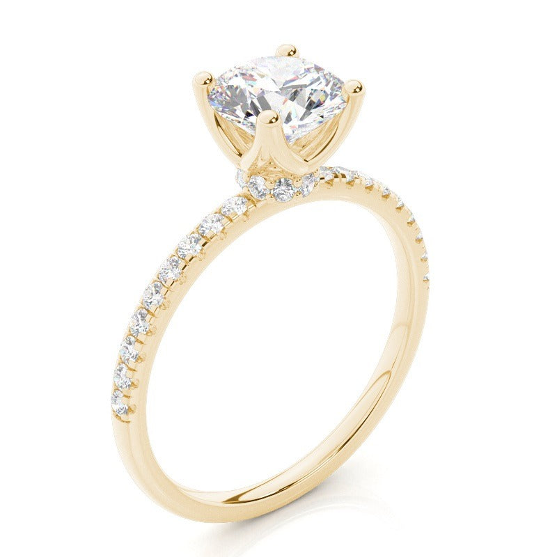 louisa - 4-claw pave engagement ring setting with hidden halo ag & co jewellery