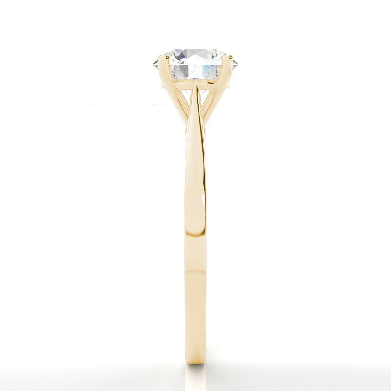 round solitaire cathedral lab grown diamond engagement ring 14k solid yellow gold ag & co jewellery