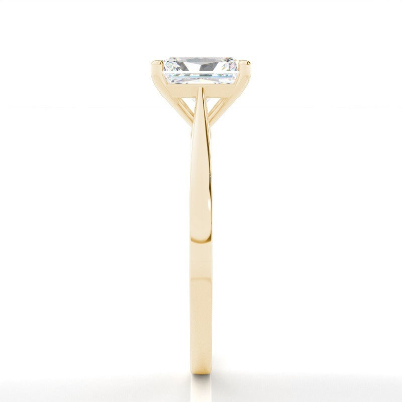 radiant solitaire lab grown diamond engagement ring 14k solid yellow gold ag & co jewellery
