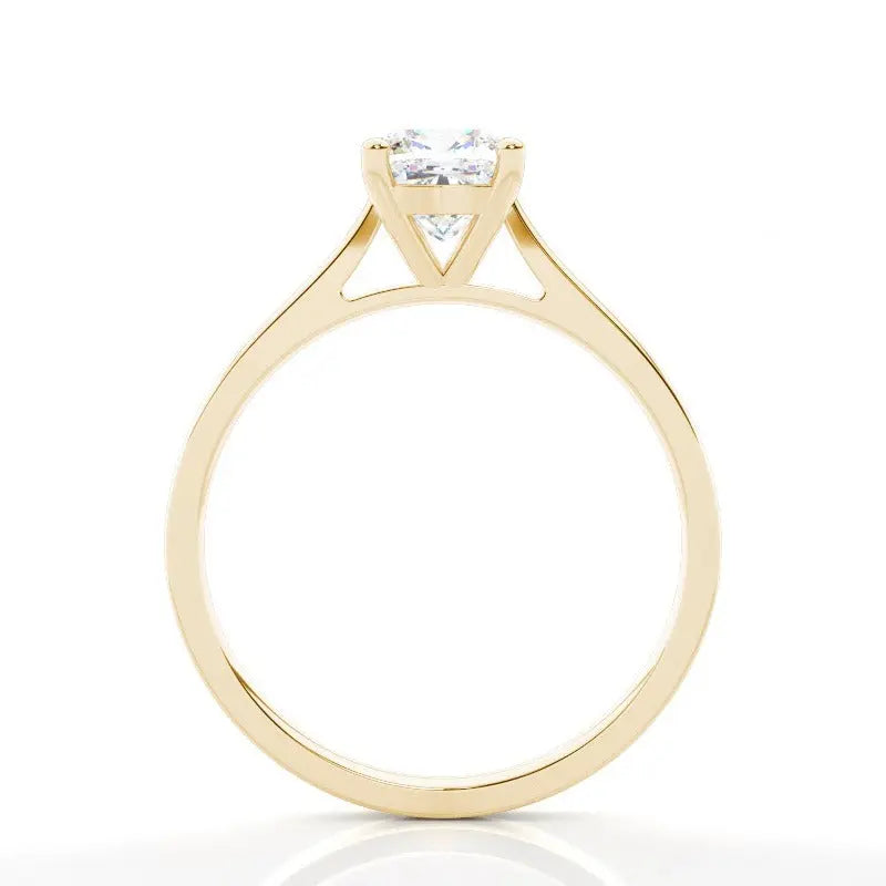 cushion solitaire cathedral lab grown diamond engagement ring 14k solid yellow gold - ag & co jewellery