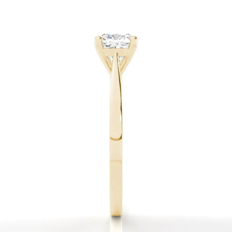 cushion solitaire cathedral lab grown diamond engagement ring 14k solid yellow gold - ag & co jewellery