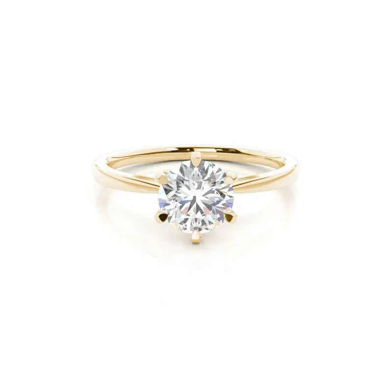 6 prong round solitaire engagement ring 18k solid yellow gold - ag & co jewellery