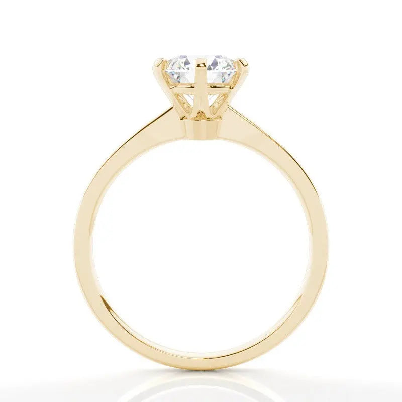 6 prong round solitaire engagement ring 18k solid yellow gold - ag & co jewellery