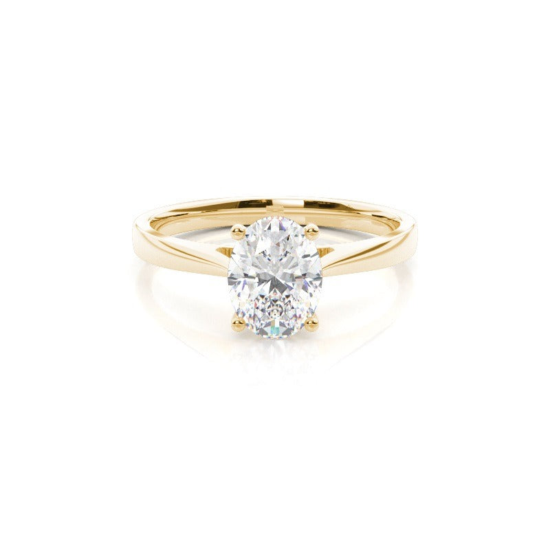 2.00 carat lab grown oval solitaire engagement ring 18k solid yellow gold - ag & co jewellery