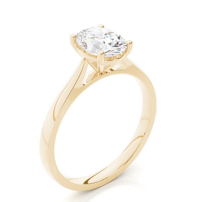 2.00 carat lab grown oval solitaire engagement ring 18k solid yellow gold - ag & co jewellery