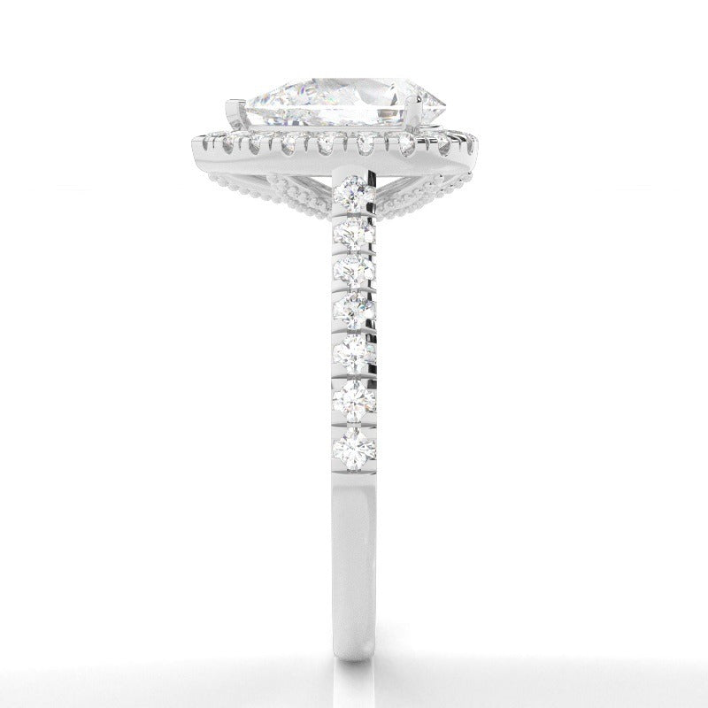 penelope - halo pear lab-grown diamond engagement ring with pavé band ag & co jewellery