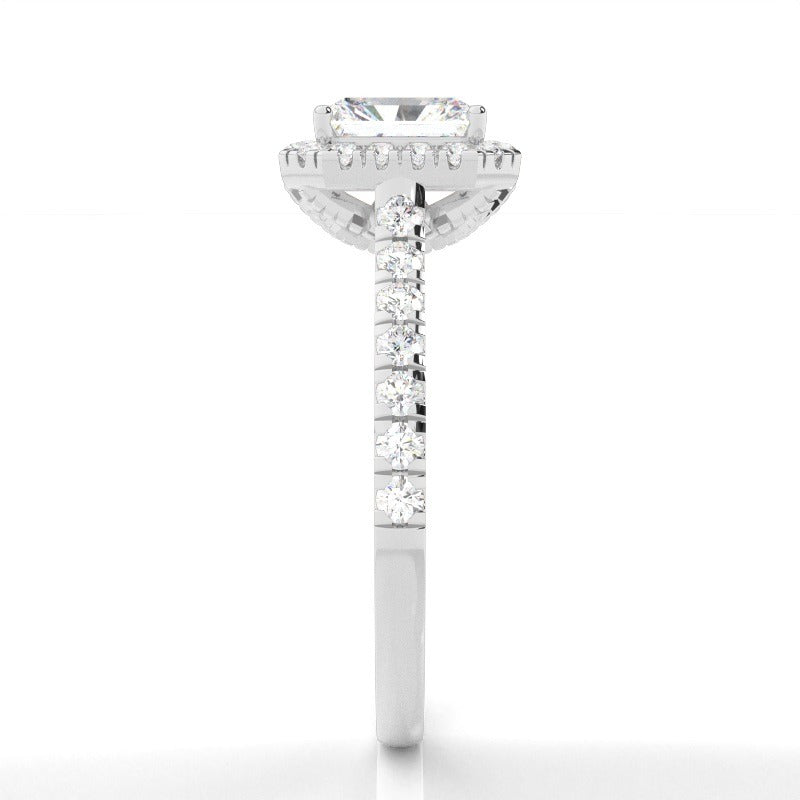 rosemarie - halo radiant lab-grown diamond engagement ring with pavé band ag & co jewellery