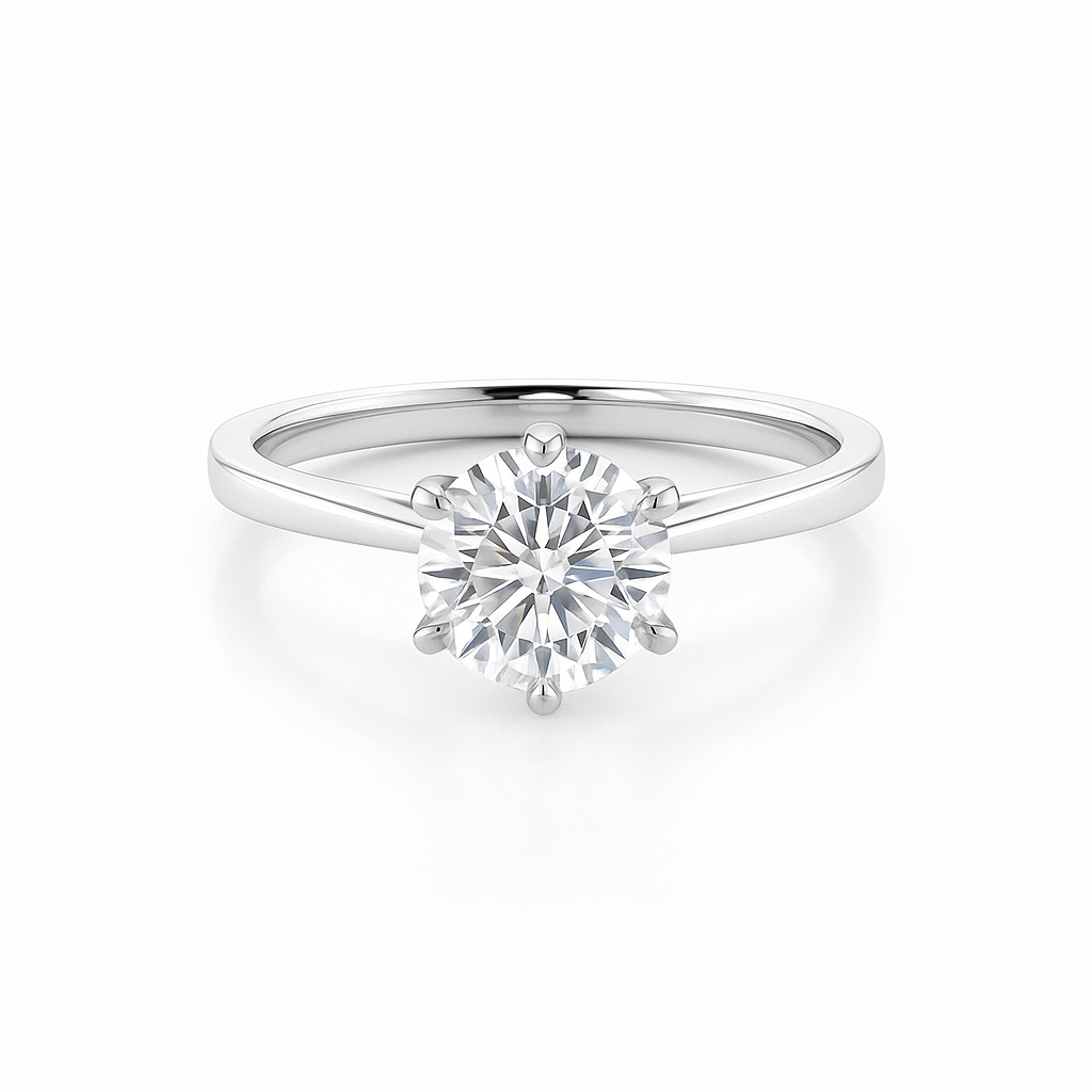 4.00 carat 6 claw round solitaire engagement ring - lab grown diamond - 14k gold ag & co jewellery