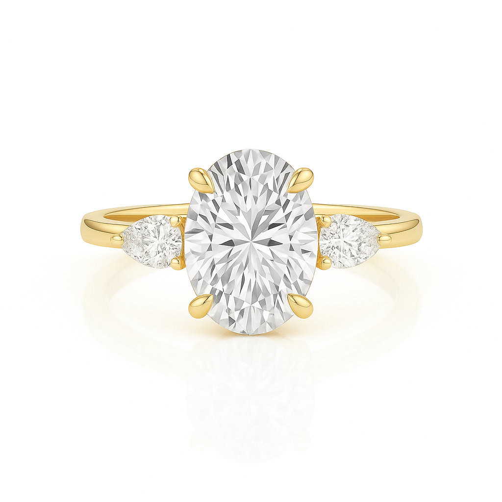 olivia - oval trilogy diamond engagement ring with pear side stones ag & co jewellery