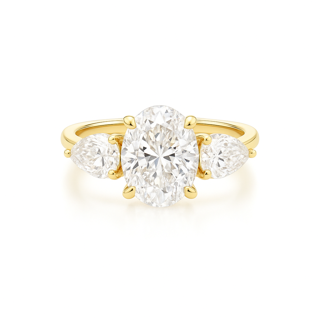 olivia - oval trilogy diamond engagement ring with pear side stones ag & co jewellery