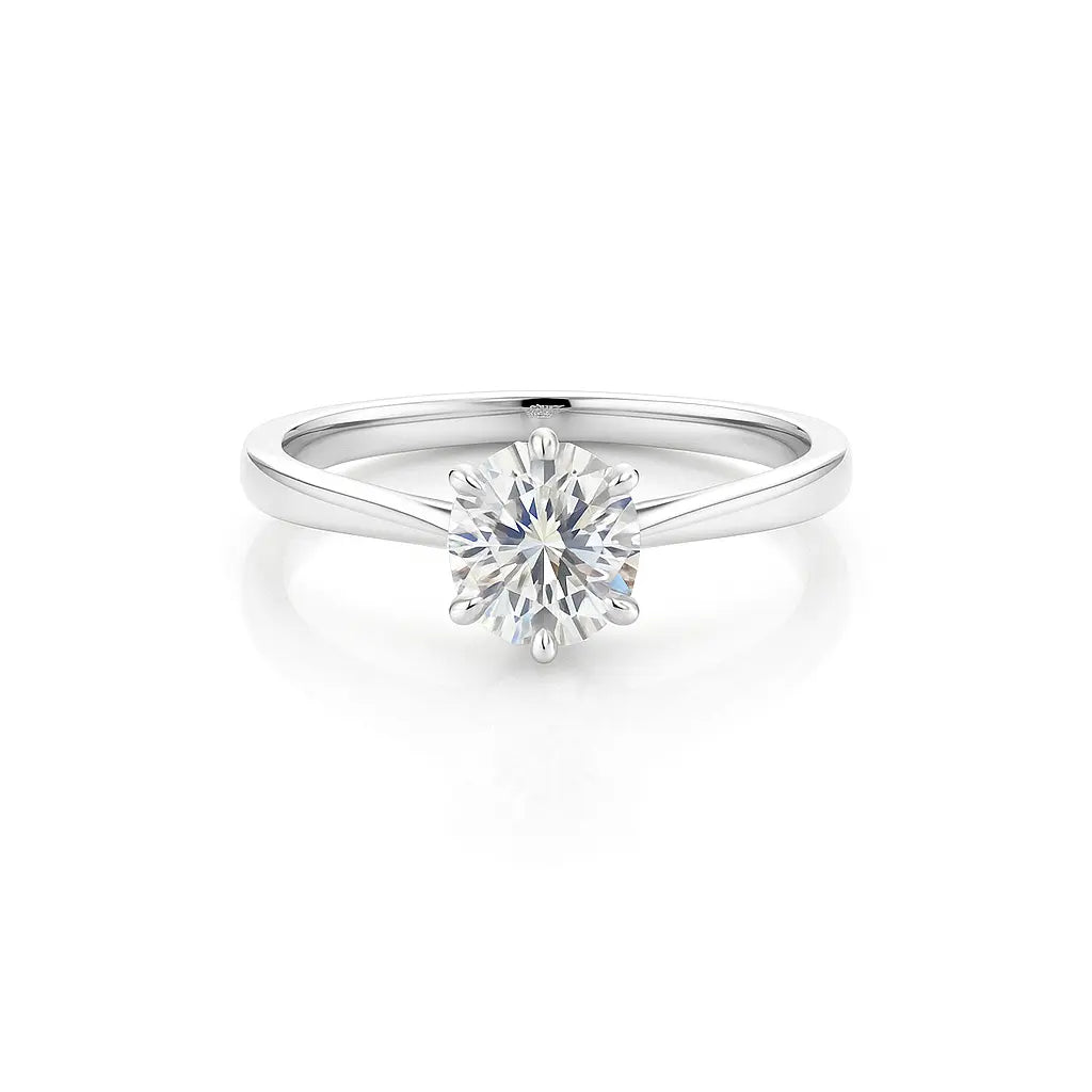 moissanite diamond engagement ring 6-prong round solitaire - ag & co jewellery