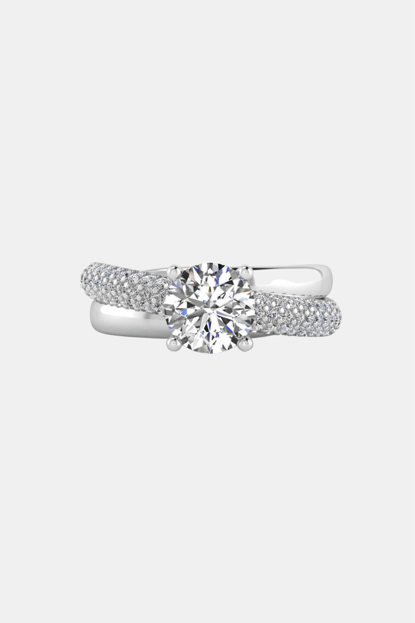 vivie - solitaire with 3d french pave twist ag & co jewellery