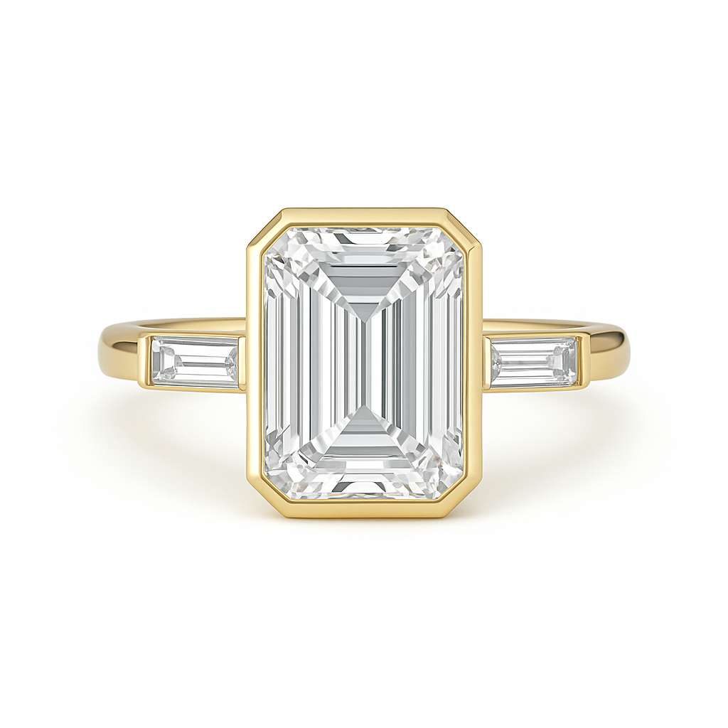 bonita - round bezel with baguette side stones ag & co jewellery