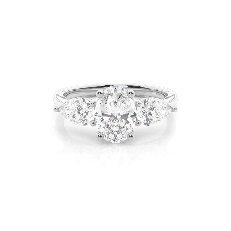 olivia - oval trilogy diamond engagement ring with pear side stones ag & co jewellery