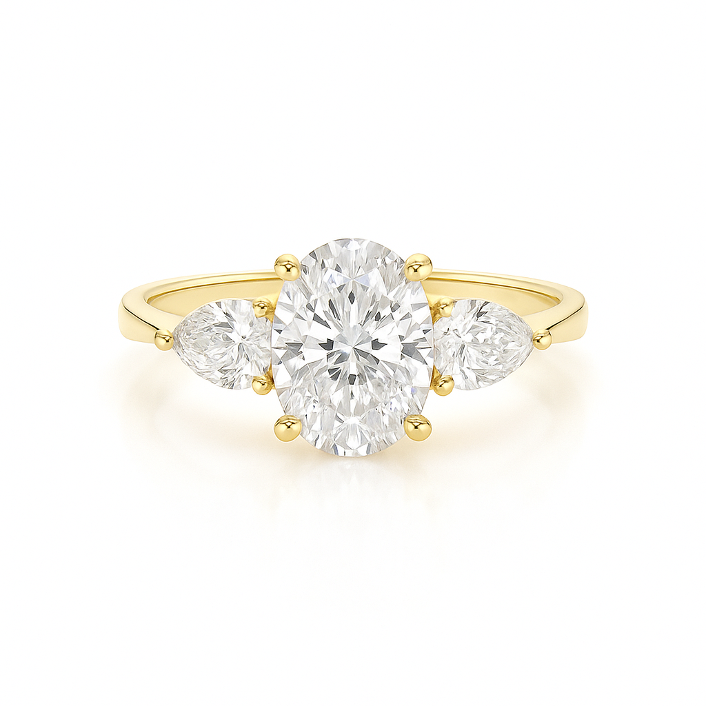 loretta - oval trilogy diamond ring with pear side stones ag & co jewellery