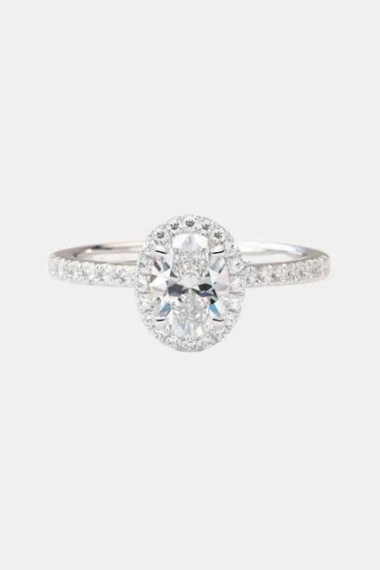 celestia – oval halo ring with pavé band ag & co jewellery