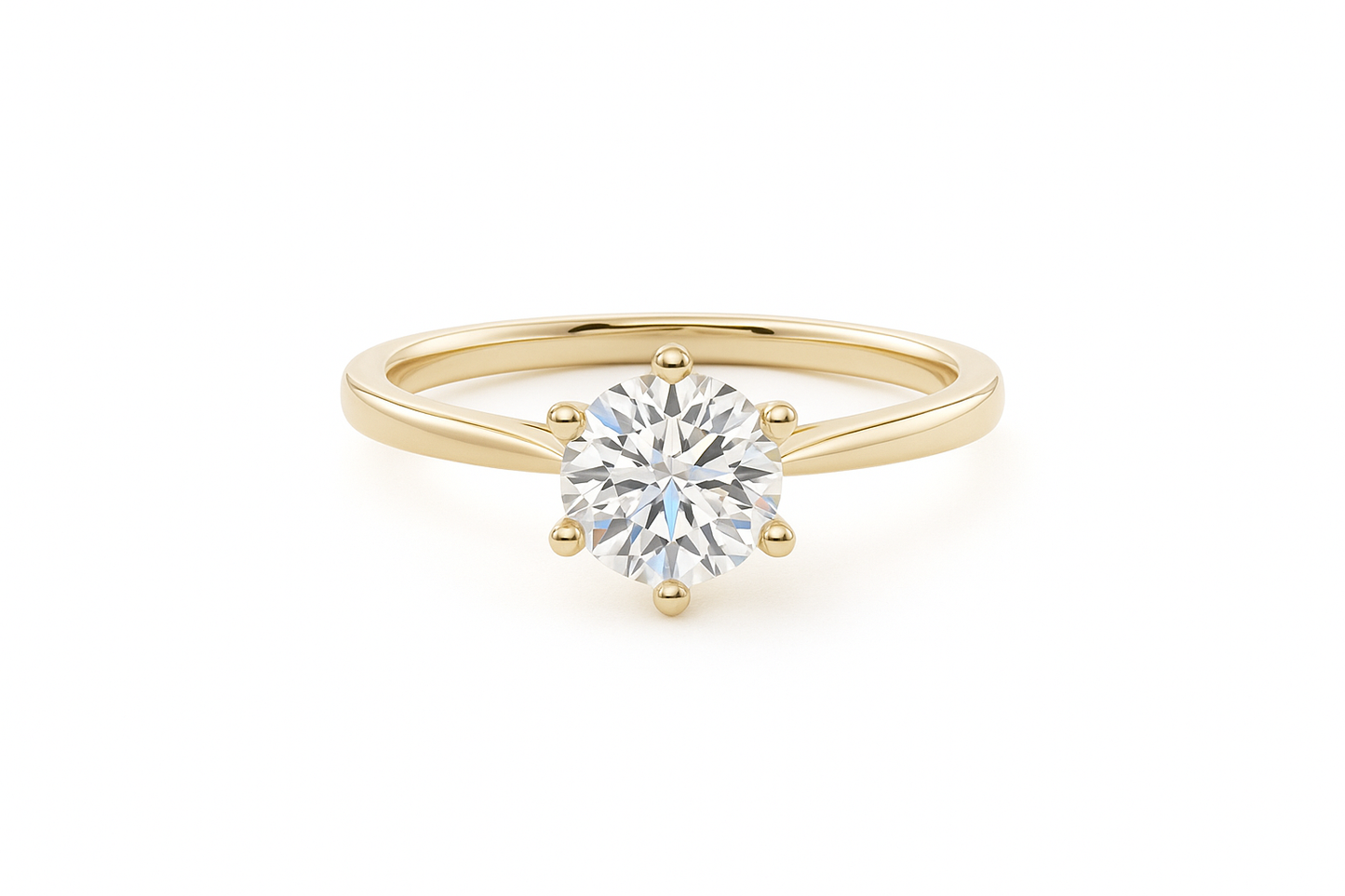 talia - 6 claw round solitaire lab grown engagement ring yellow gold ag & co jewellery