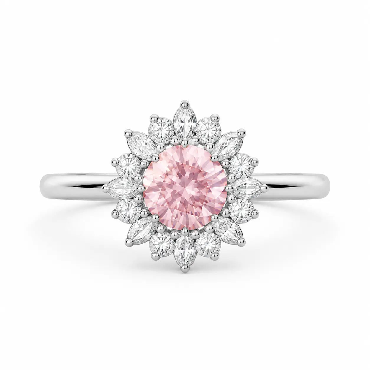 fleur rosé pink diamond petal ring