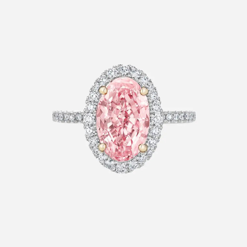 lucine – pink oval halo in diamond pavé ag & co jewellery