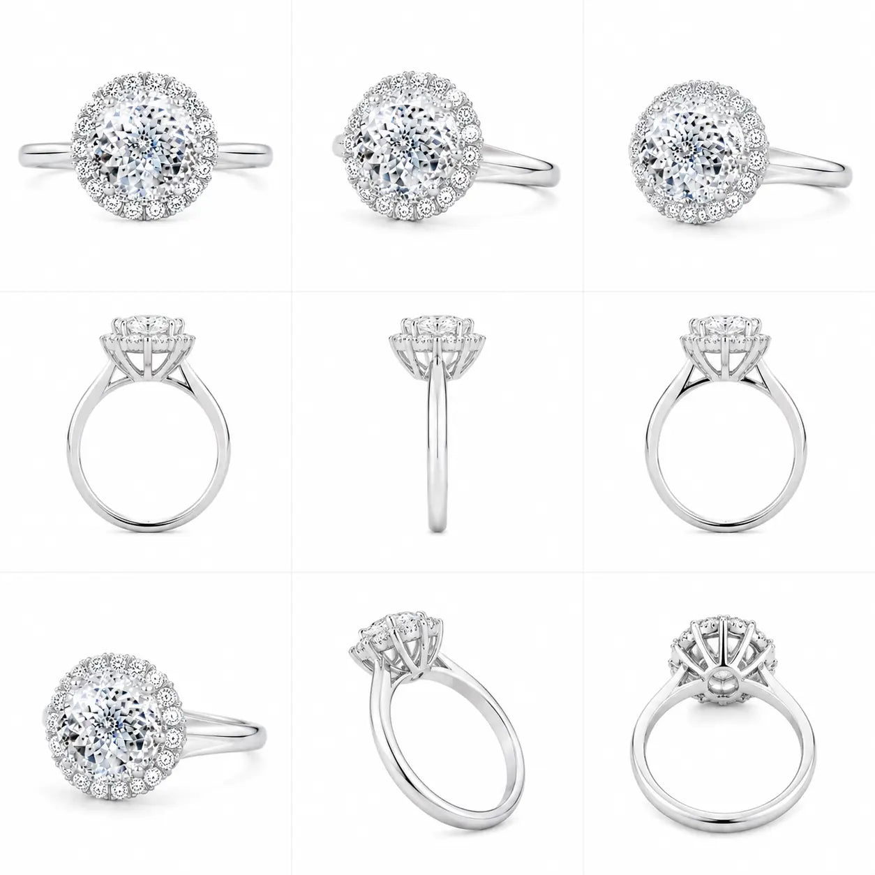 portuguese cut diamond solitaire engagement ring with halo ag & co jewellery