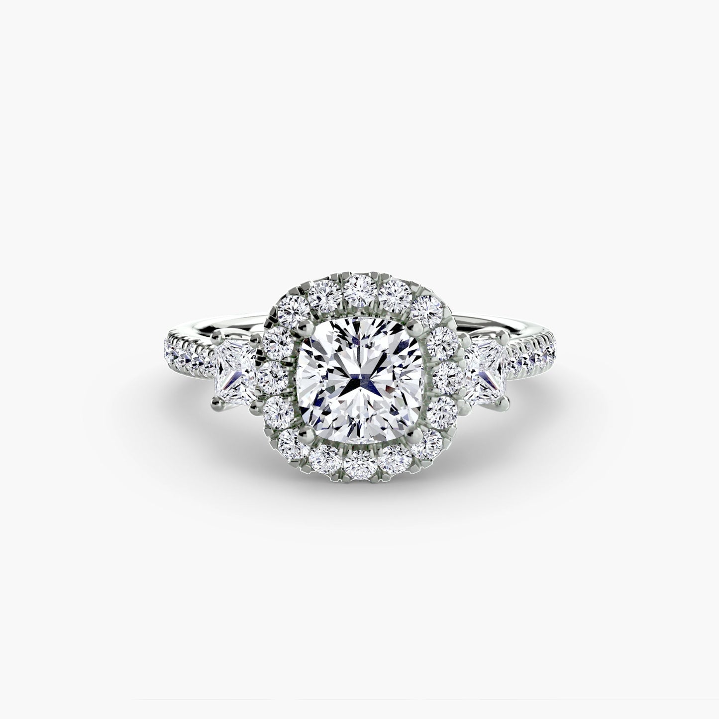 three-stone ring with halo 2 ag & co jewellery