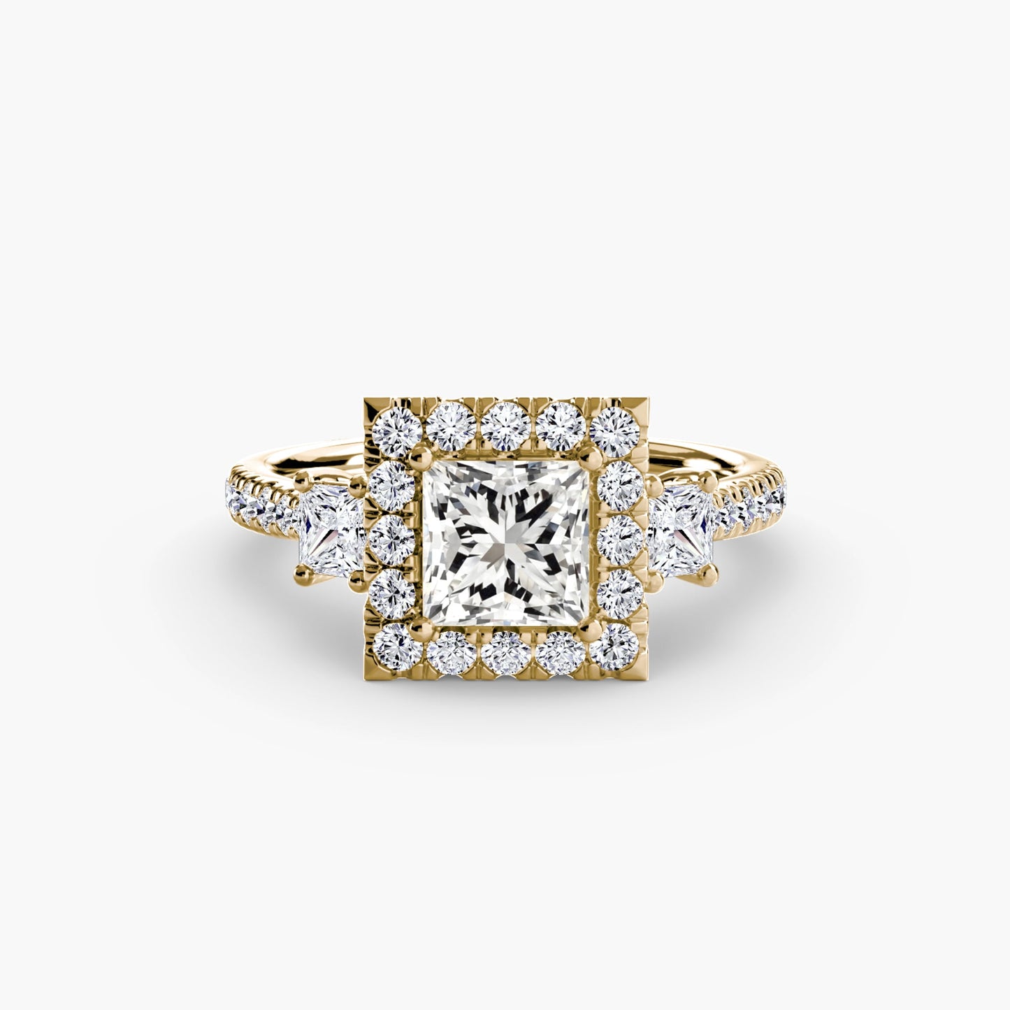 three-stone ring with halo 2 ag & co jewellery