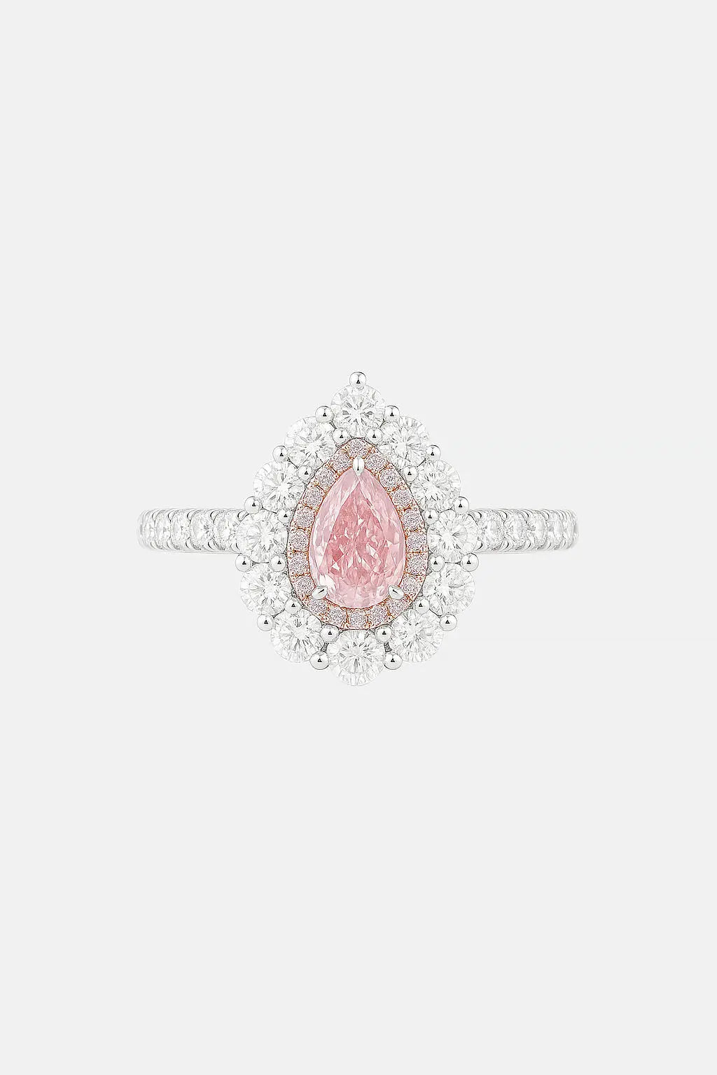 seraphina - pink pear double halo ring ag & co jewellery