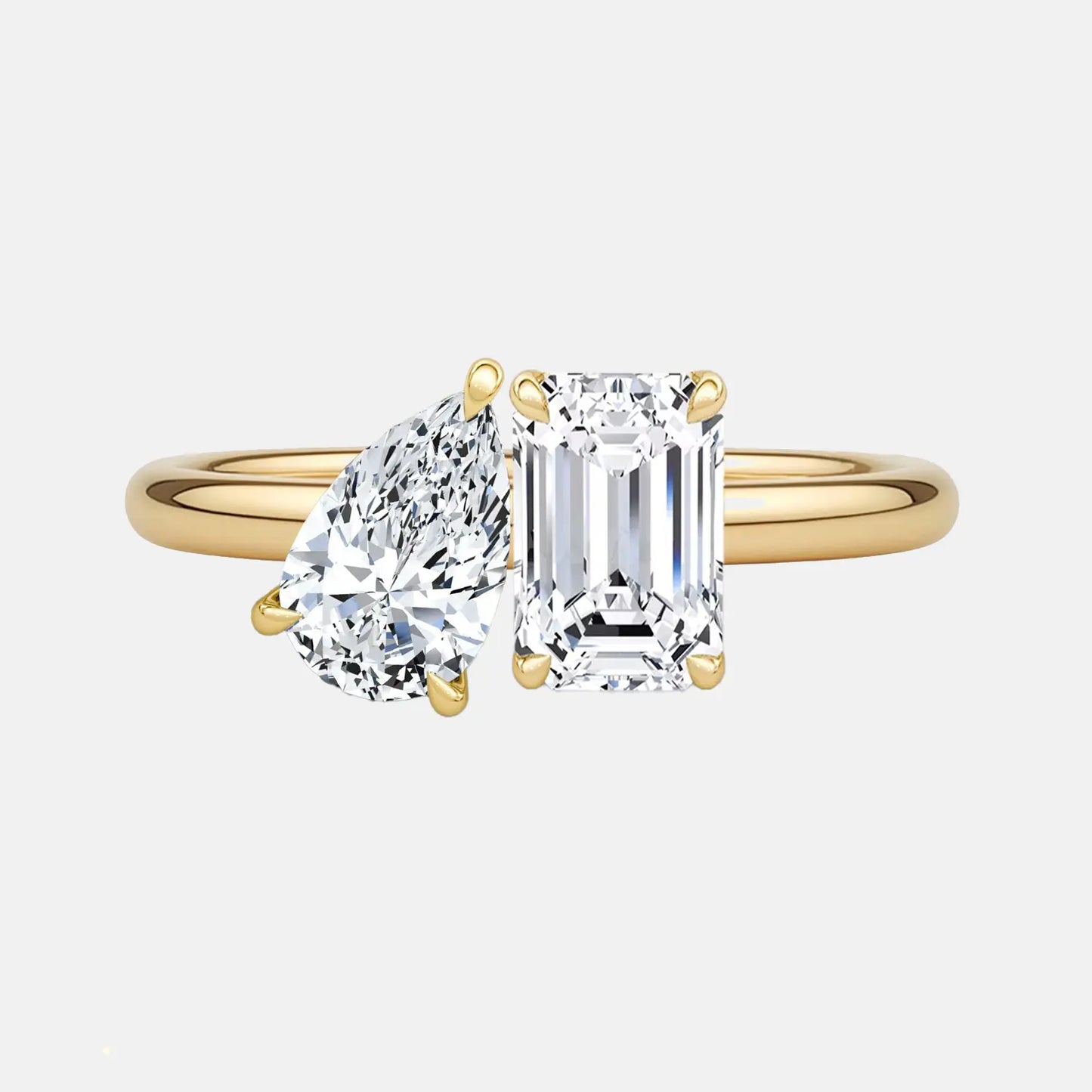 sorelle - toi et moi emerald and pear solitaire engagement ring ag & co jewellery