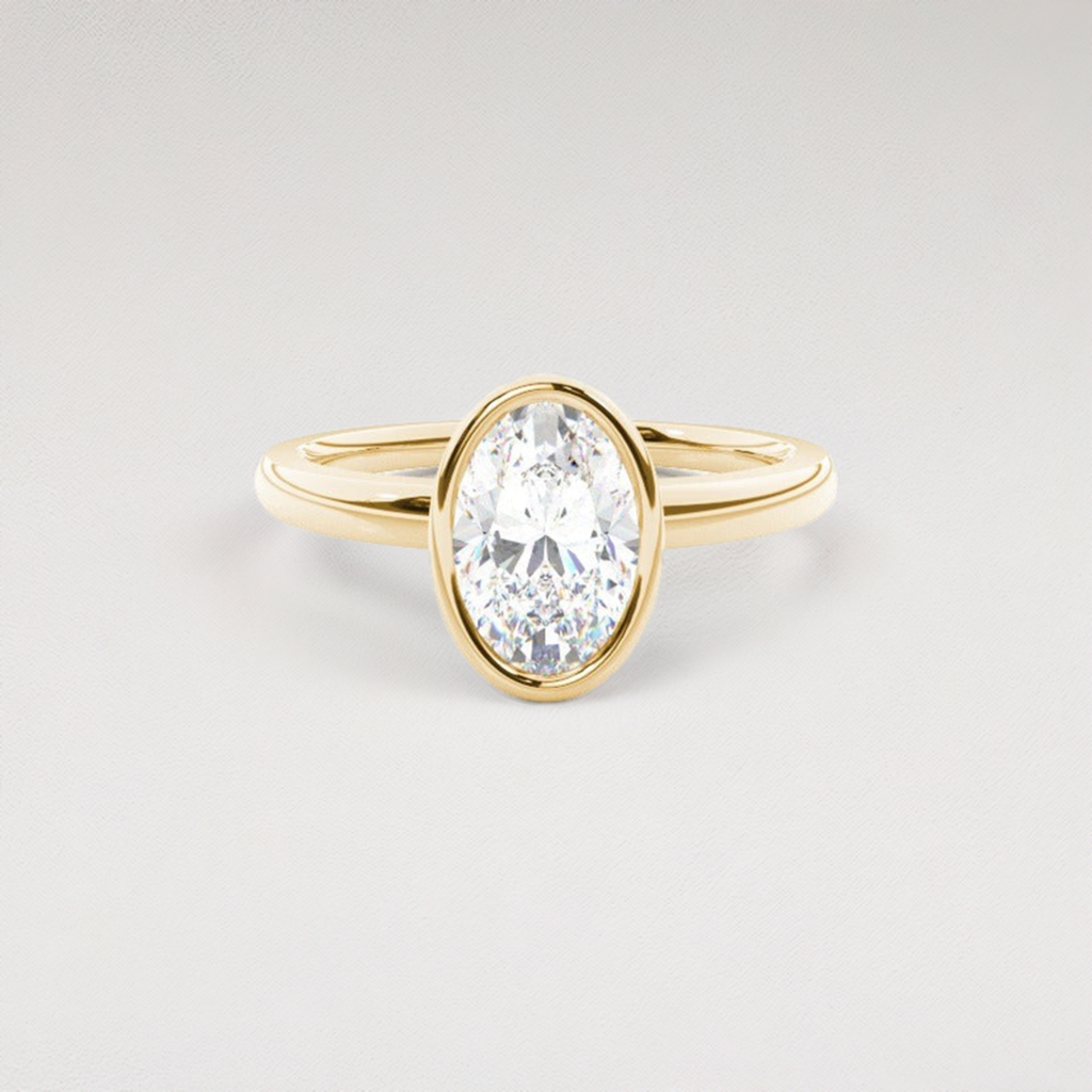 elle - bezel set oval solitaire engagement ring setting ag & co jewellery