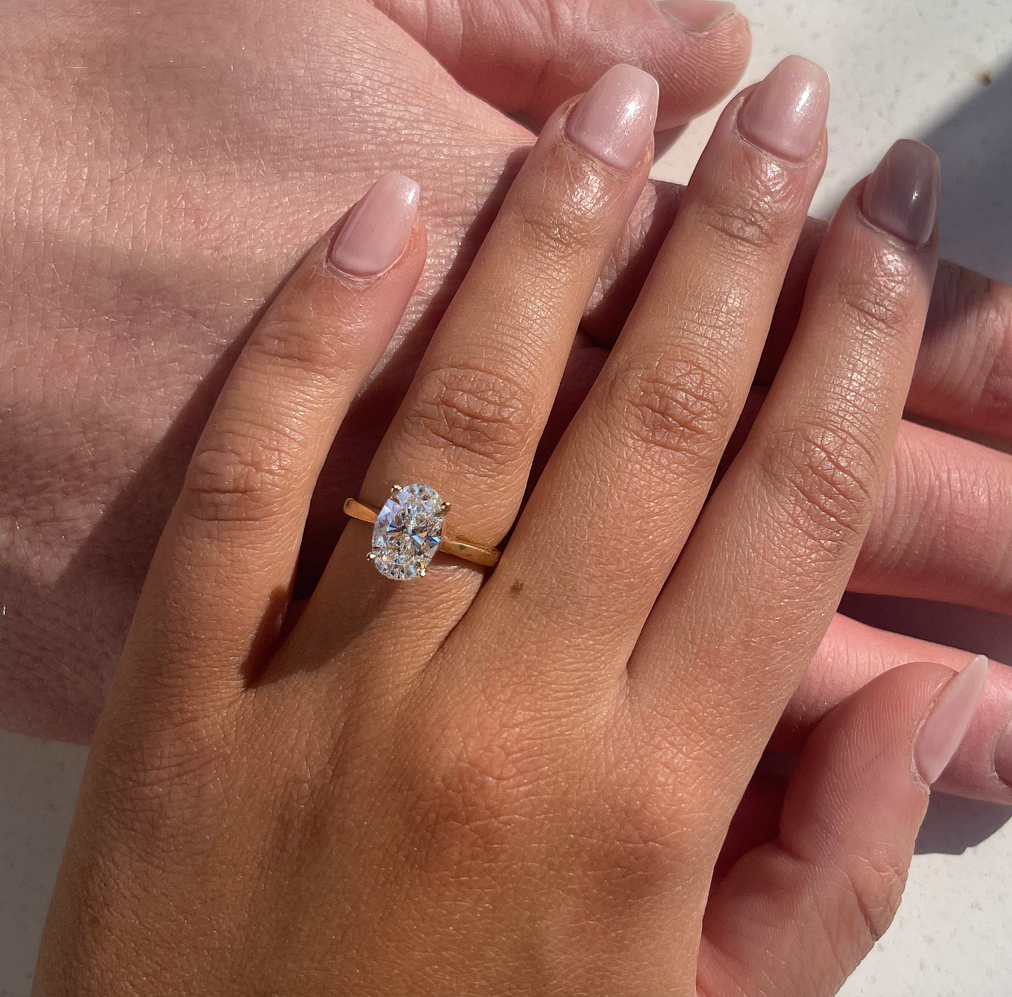 3.00 carat 6 claw oval solitaire engagement ring - lab grown diamond - 18k gold ag & co jewellery