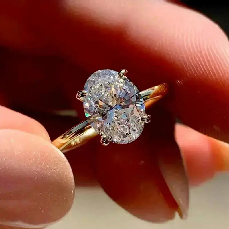 5.00ct oval solitaire lab grown diamond engagement ring 14k solid gold ag & co jewellery