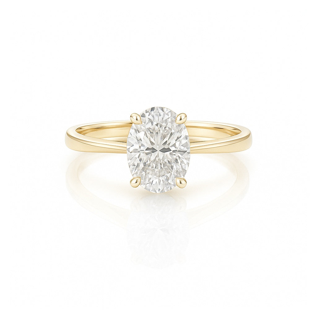 2.00 carat lab grown oval solitaire engagement ring 18k solid yellow gold - ag & co jewellery