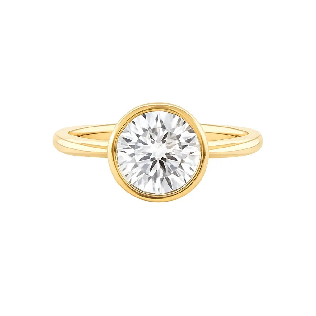 bezel round engagement ring 18k solid yellow gold - ag & co jewellery