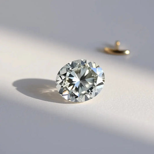 Portuguese cut oval diamond gemstone with visible facets and sparkle on a clean neutral background