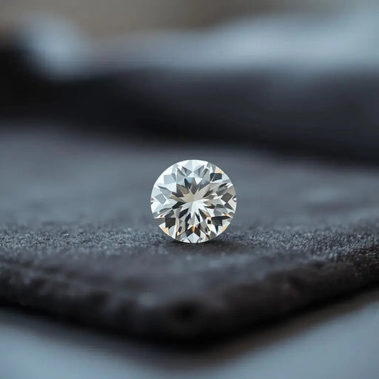 Portuguese cut diamond resting on dark velvet with facets highlighted by soft light