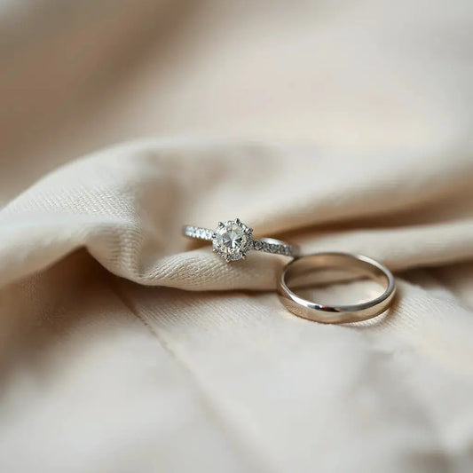 Pavé engagement ring with micro-set stones in a minimal studio close-up