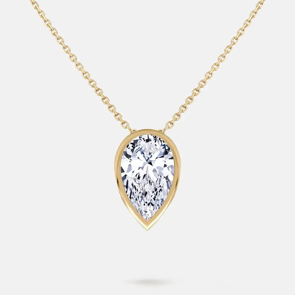 ELARA — Round Brilliant Bezel Pendant Necklace