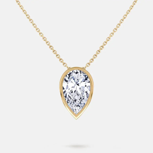 ELARA — Round Brilliant Bezel Pendant Necklace