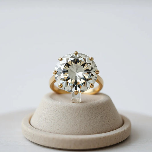 Portuguese cut diamond showing crisp facets and sparkle on a minimalist jewelry display