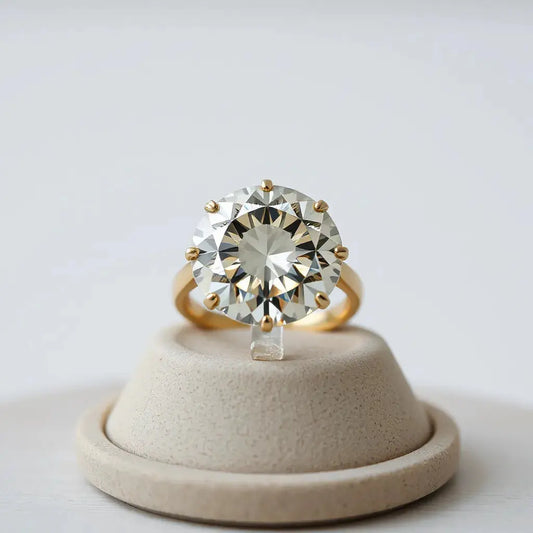 Portuguese cut diamond showing crisp facets and sparkle on a minimalist jewelry display