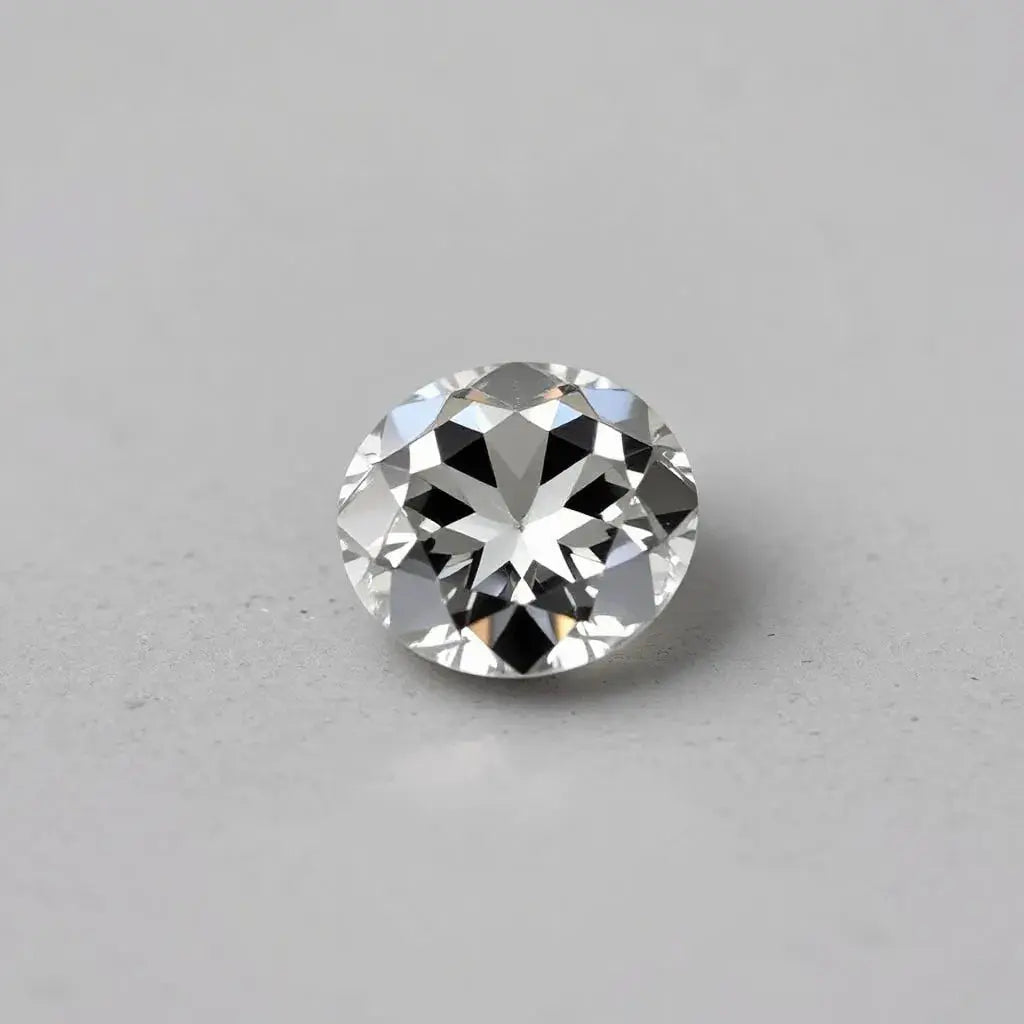 Portuguese cut lab diamond gemstone showing sharp facets and bright sparkle on a clean light background