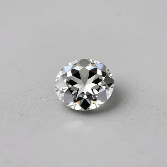 Portuguese cut lab diamond gemstone showing sharp facets and bright sparkle on a clean light background