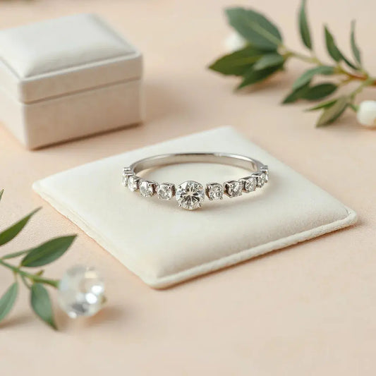 Diamond bracelet arranged on a neutral background with soft studio lighting